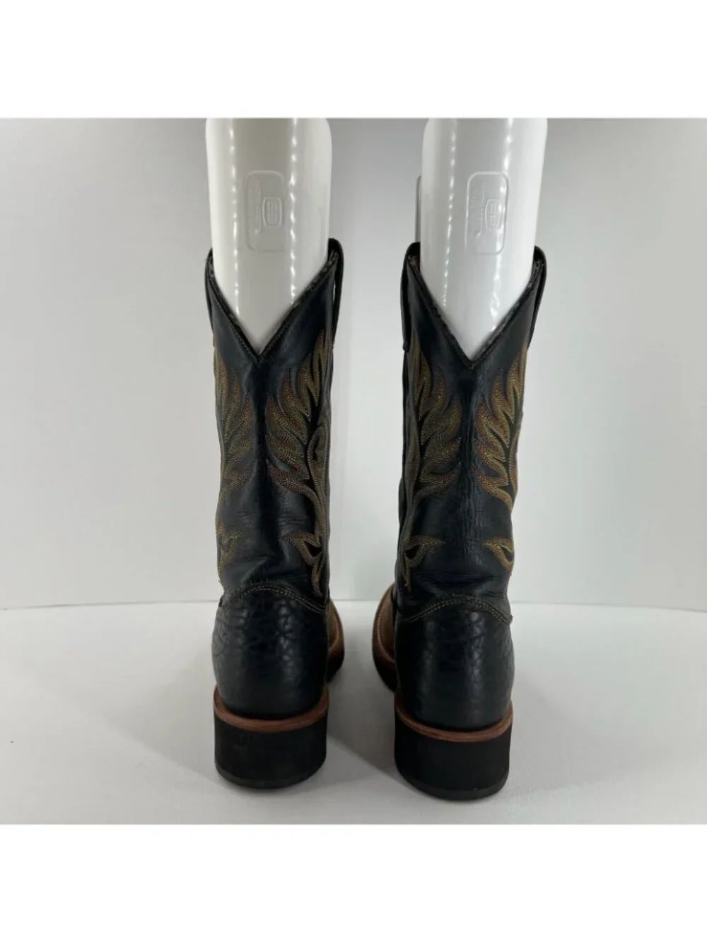 Justin Mens Paluxy 5018 Black Brown Leather Cowboy Western Boots 7 B Narrow USA
